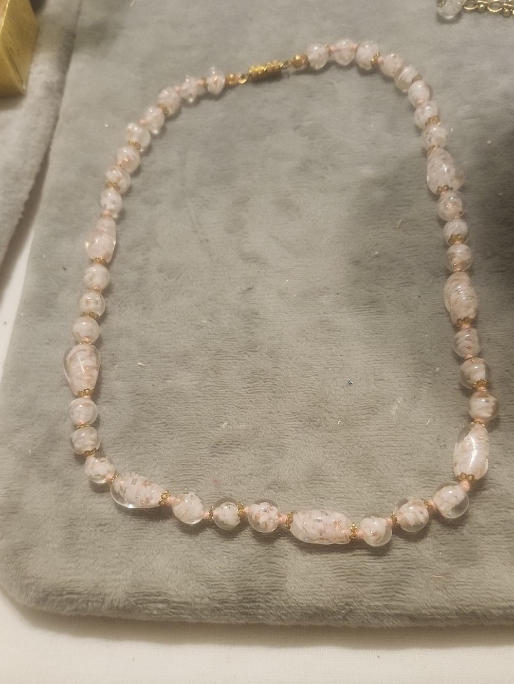 Copper Aventurine Murano Glass Light Pink..hand Knotted